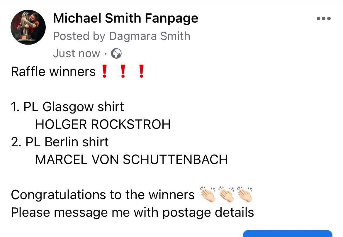 Raffle winners !!! Congratulations @Michael180Smith