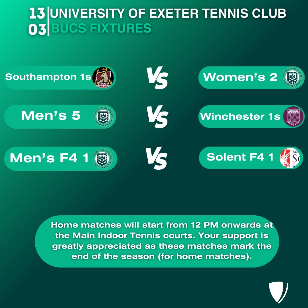 Our last home fixtures for this season 🔥💚

Matches begin from 12pm onwards on the Main Indoor Courts📍

Come support our teams as they look to close the season on a high note 🙌