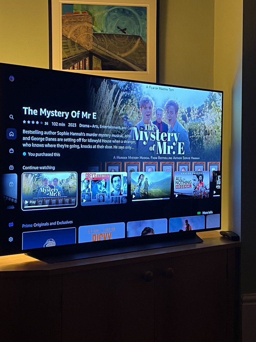 I don’t think I’ll ever get over the excitement of seeing this on my televisual device: #mysteryofmremovie just there on Amazon Prime, all proper!