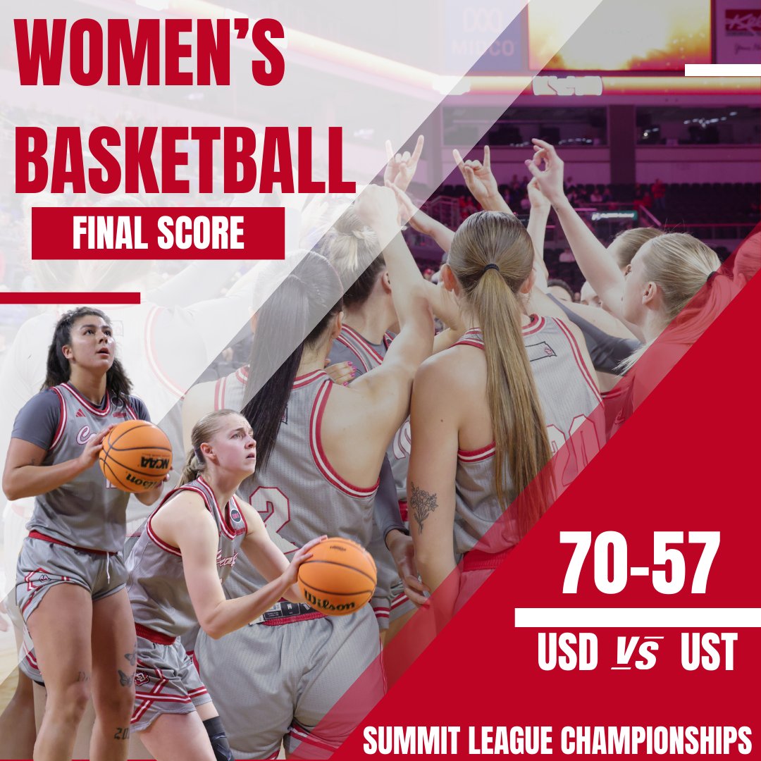 VolanteSports's tweet photo. Scoreboard Update: Final
@SDCoyotesWBB defeats St. Thomas, advances to semifinals in @TheSummitLeague Tournament against SDSU https://t.co/V70saZI6Ds