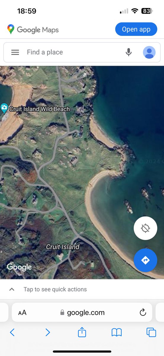 ⁦@OshDuffy⁩ This is the best I can do Oisin. The dead mammal was found the small beach on the right side opposite Tra Dearg shown here on the left as “Wild Beach” below the thatched cottages. You know Cruit so can possibly pinpoint it.