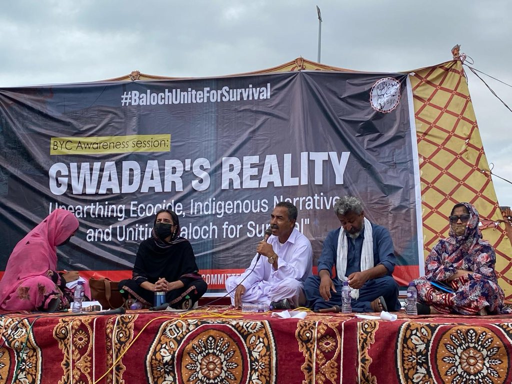 MahrangBaloch_'s tweet photo. I offer sincere gratitude to the participants of today’s awareness session for their contribution. where we discovered the actual living conditions of the people of Gwadar. 
Special thanks to Hafeez Baloch and Abira Ashfaq, who traveled from afar to join this awareness session. Their commitment and dedication to the indigenous peoples is remarkable. I thank the other panelists, K.B. Firak and Sadia Baloch, who enlightened us about the lives of the people of Gwadar.

The participants of the interactive session of indigenous people are the very true faces and representatives of the people of Gwadar. They taught us the most powerful and true lessons from their living experiences. Their sufferings and grief are beyond imagination. 

We are indeed indebted to these brave characters of our society: Javed Hayat Baloch, Allah Baksh Haleef, Doli Baig, and Massi Begum. And thanks to all who joined this session.