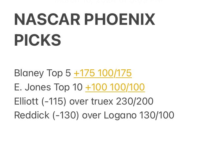 Happy Sunday mo-fo's! #Nascar #NascarPicks #NascarPhoenix