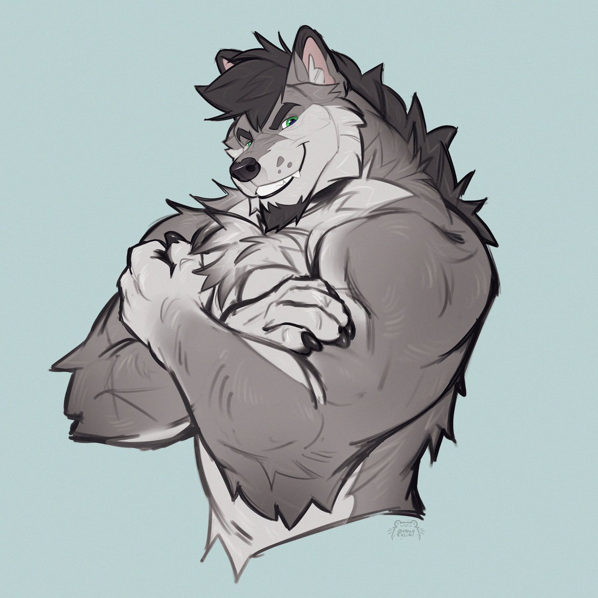 Ollie be looking big and buff 💪💚 Stunning art by 🎨: <a href="/BearlyFeline/">Bri 🍉</a>