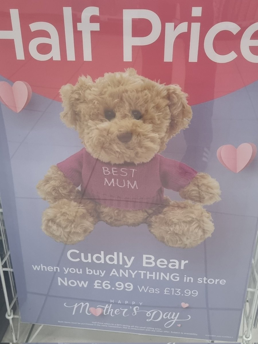 I swear WH Smith was selling this exact same bear, at the same price, for Valentine's just a few weeks ago. Which means someone, somewhere, has the job of changing the jumpers on all these little fellas.