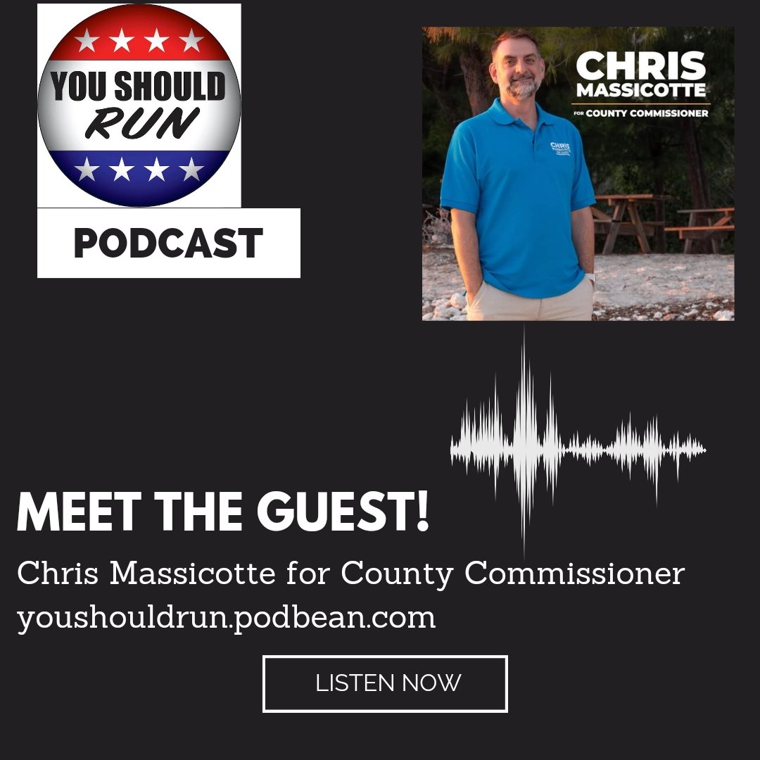 It's time to Meet the Guest! Listen as Chris Massicotte discusses his run for Monroe County Commissioner in Florida. Chris talks about his 20+ years working with political campaigns, housing costs, and why YOU should run for office. Tune in now at: youshouldrun.podbean.com/e/chris-massic…