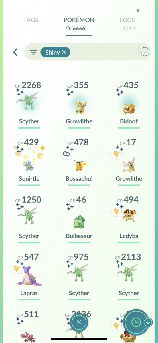 MasterBall603's tweet photo. Got 2 after, but glad I remembered to take that screenshot. One of a kind collection ✨🍀👍 #Pokemon #PokemonGo #ShinyPokemon #ShinyCollection https://t.co/F7BYtbvJGr