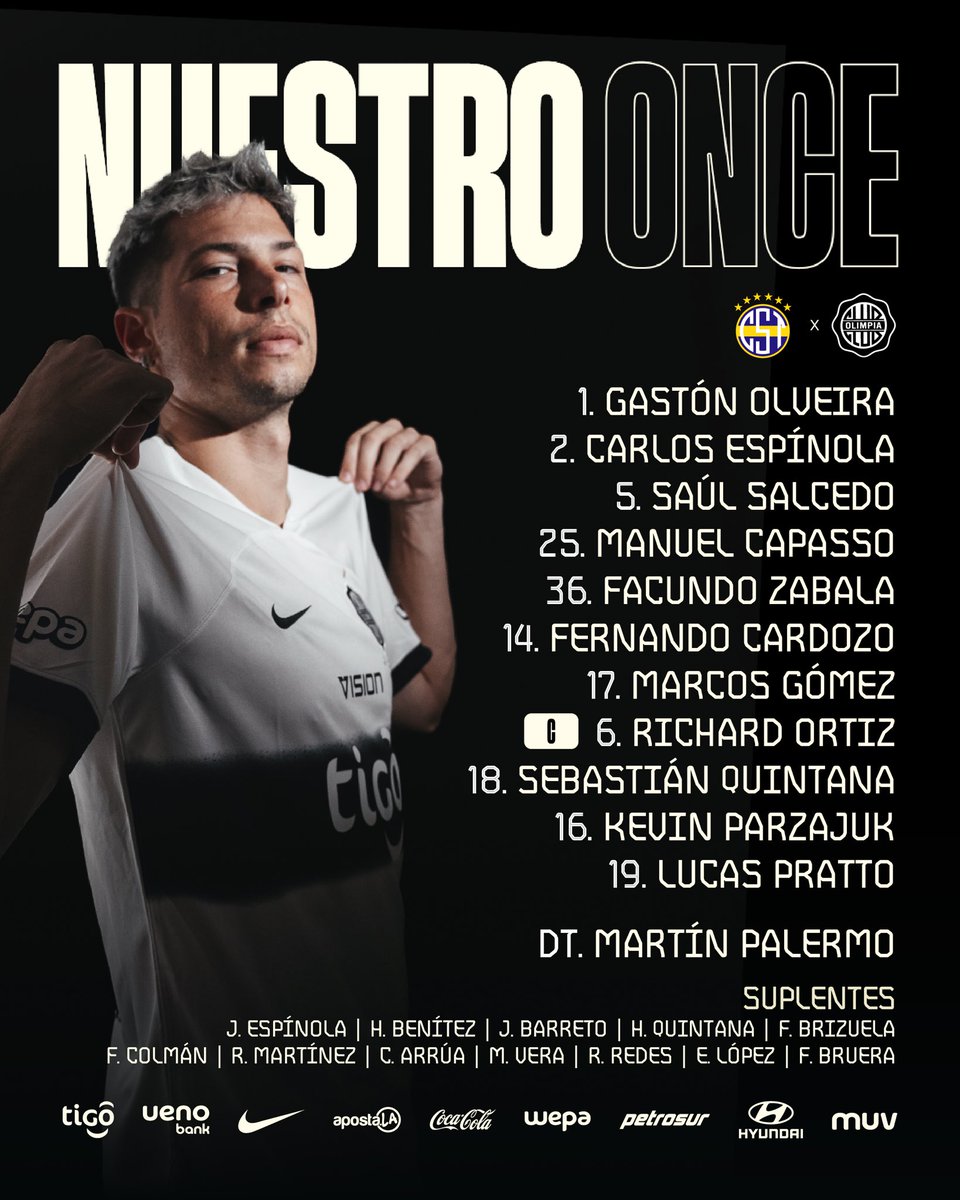 📢 EQUIPOS CONFIRMADOS

Formaciones titulares de #Trinidense y #Olimpia. El juego arranca a las 18:00 horas en Dos Bocas.

Seguí el partido por la #R800AM, con el equipo de #FútbolClub. 📻⚽

🎙️ Relatos de <a href="/hernan77osorio/">Hernán Osorio</a> y comentarios de <a href="/martin_fer/">Martín Fernández</a>.