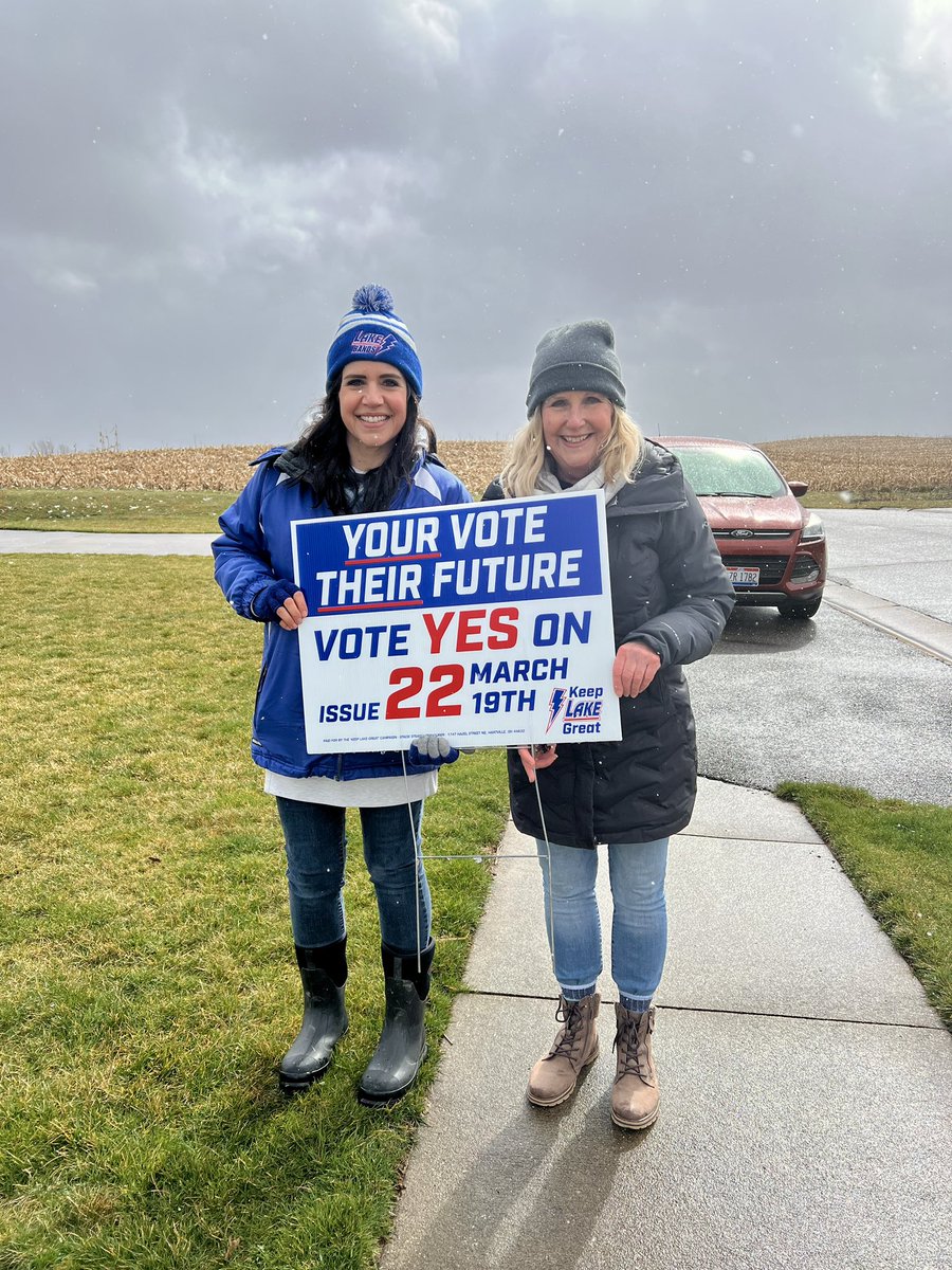 AmyPiccin's tweet image. Three Lake grads/teachers who love Lake Schools and this community! We had a wonderful time talking to our neighbors about the importance of voting YES on Issue 22! @keep_lake_great