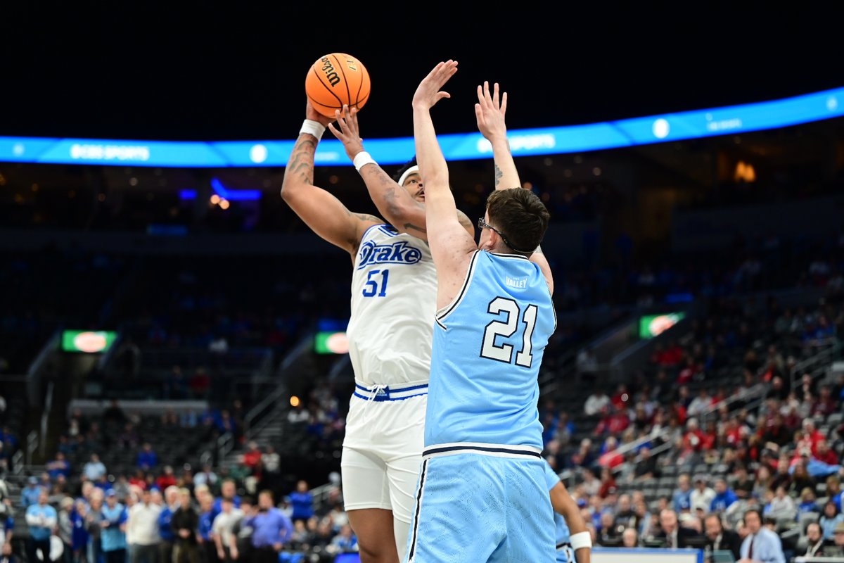 BACK-TO-BACK MVC Tournament Champions!!! Let’s hear it for <a href="/DrakeBulldogsMB/">Drake Basketball</a>! 🏆🏆