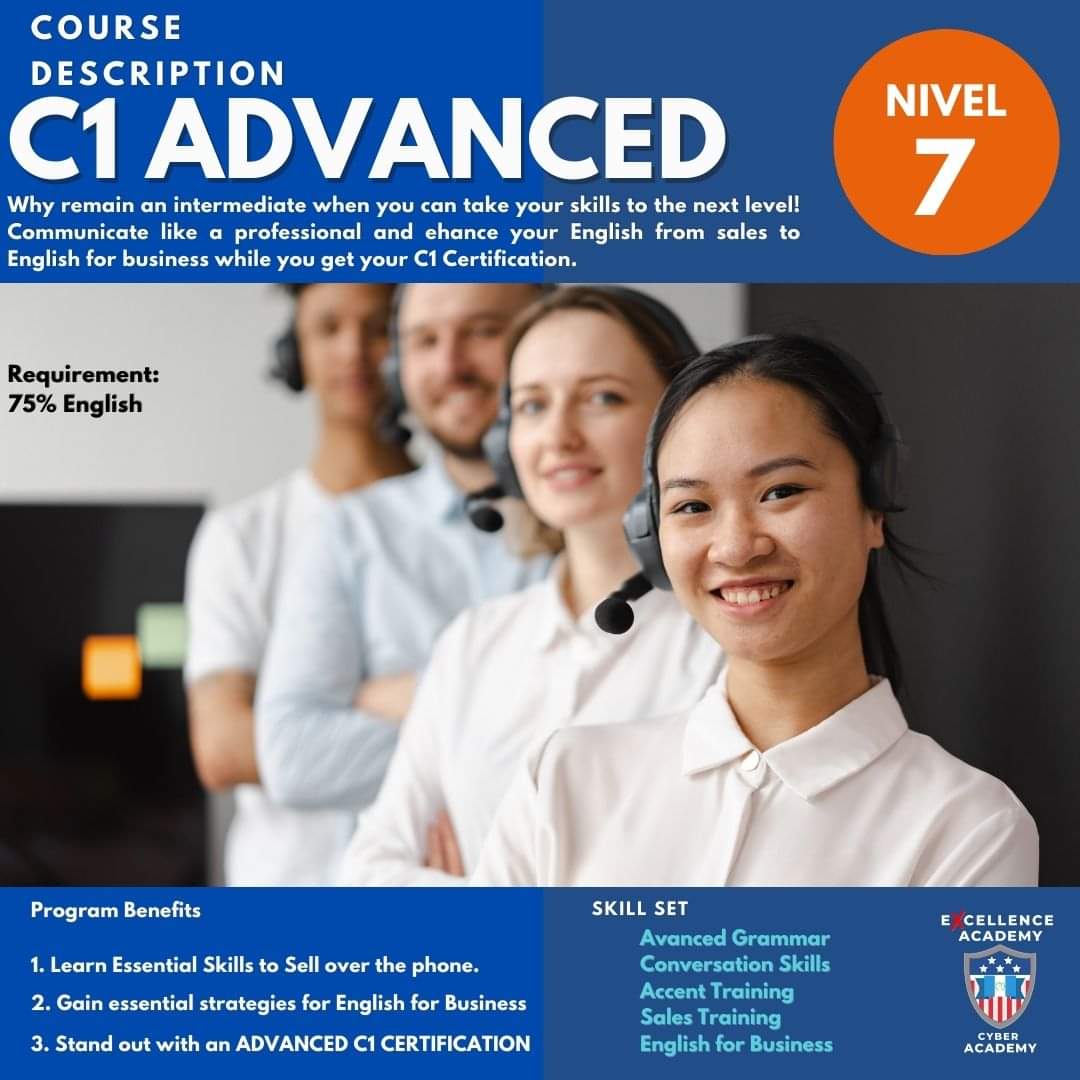 ExcellenceEng's tweet photo. 🔎Looking for C1 Advanced English Online Courses? Get Certified in 3 months with Advanced C1 and C2 English. English Placement Test available.
 WhatsApp:
▪️(502) 5544 9837
▪️(502) 5496 7301
#c2english #C1English
#AdvancedEnglish #onlinecourses https://t.co/40elrHuVTk