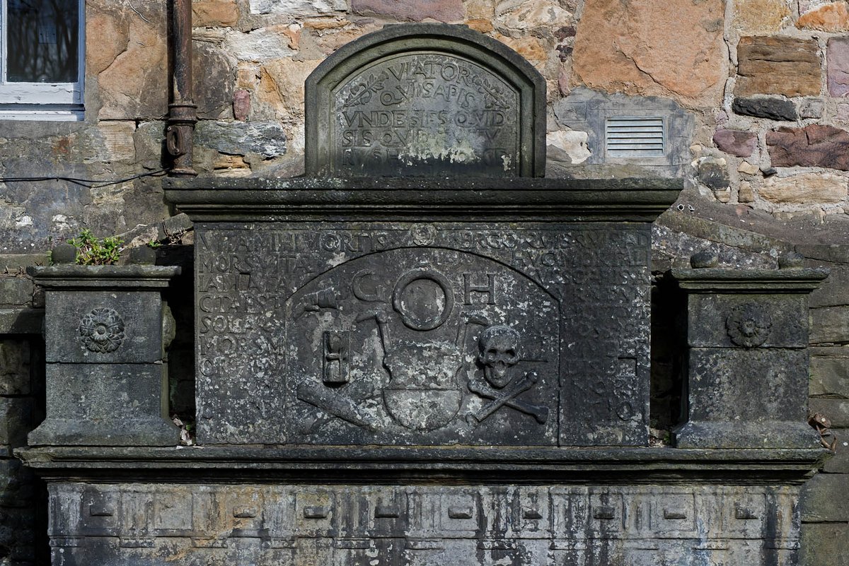 Details from mural monuments in Greyfriars Kirkyard. 1. John Layng of Redhouse (d. 1614), Keeper of the Signet 1596-1609. 2. John Nasmyth (1556-1613). 3. James Harlay (d. 1617), Keeper of His Majesty's Privy Seal. 4. George Heriot (1563-1624). #MementoMoriMonday #Edinburgh .