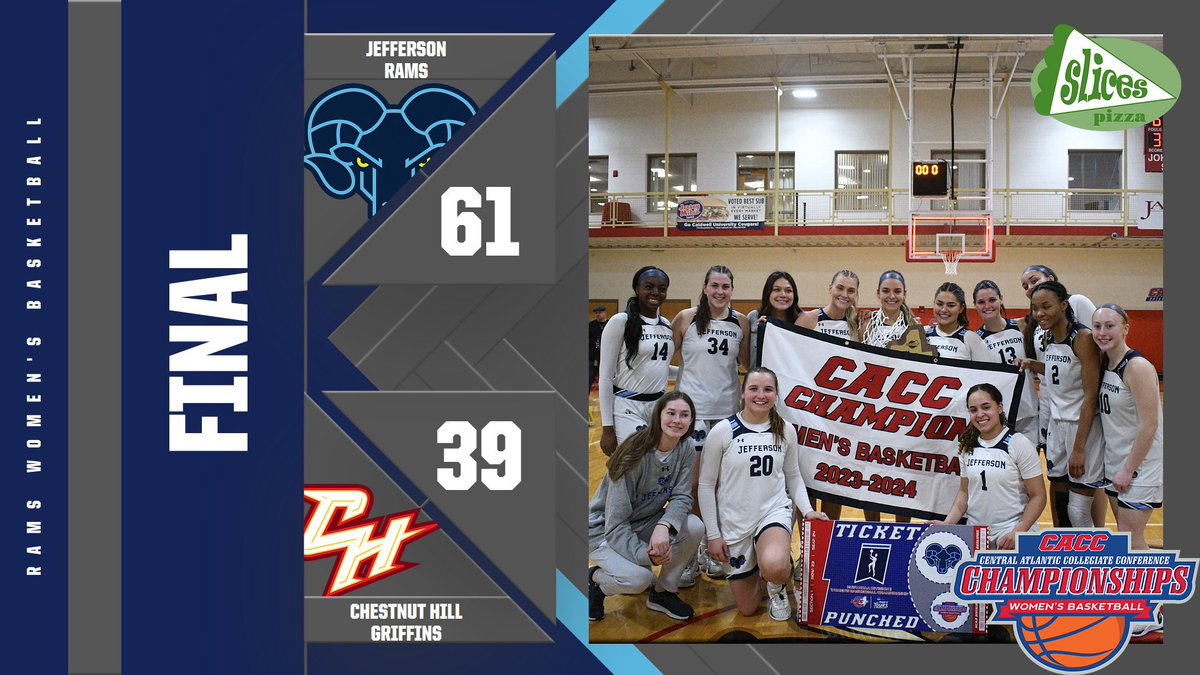 JeffersonRams's tweet photo. Looking to not be left out with some hardware, @Jefferson_WBB defeats Chestnut Hill 61-39 and wins the CACC Championship! https://t.co/QatjK1IL22