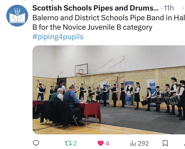 Julie Gardiner (@gardiner_julie) on Twitter photo Great performance from the <a href="/BalernoSPB/">Balerno & District Schools Pipe Band</a> at the Scottish Schools Pipe Band Championships. Proud of our boys from <a href="/CraigmountHS/">Craigmount High School</a> <a href="/CraigmountPA/">Craigmount High School Performing Arts</a> <a href="/mrmeikle/">Mr Meikle</a> Great performance from the <a href="/BalernoSPB/">Balerno & District Schools Pipe Band</a> at the Scottish Schools Pipe Band Championships. Proud of our boys from <a href="/CraigmountHS/">Craigmount High School</a> <a href="/CraigmountPA/">Craigmount High School Performing Arts</a> <a href="/mrmeikle/">Mr Meikle</a>