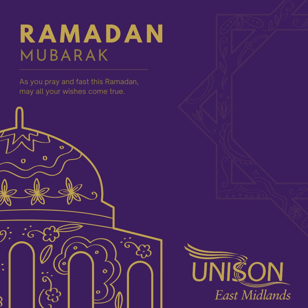 To Muslims celebrating around the East Midlands, and across the UK, we wish you #RamadanKareem Whether you're observing the holy month, or you want to understand how it impacts your friend or colleague, take a look at our #Ramadan guide 🔽 eastmidlands.unison.org.uk/ramadan-2024-i…