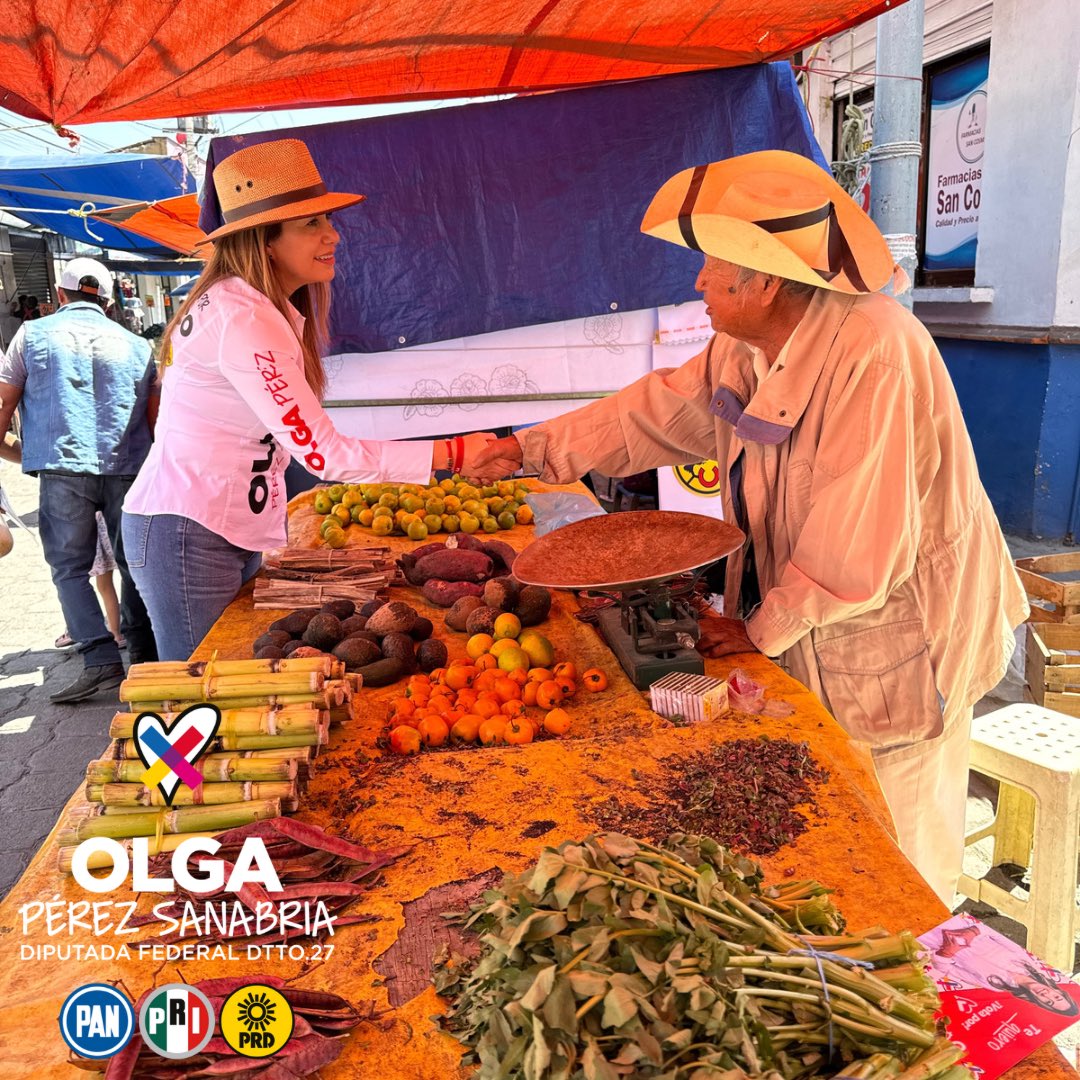 Este domingo, vine a saludar a las y los comerciantes del tianguis de San Miguel Totocuitlapilco, en Metepec. Yo también fui comerciante; le sé al oficio y así empecé. Hoy, como tu candidata, #TeQuiero con más y mejores apoyos para que prosperen tus proyectos. #VotaOlga #VotaPRI
