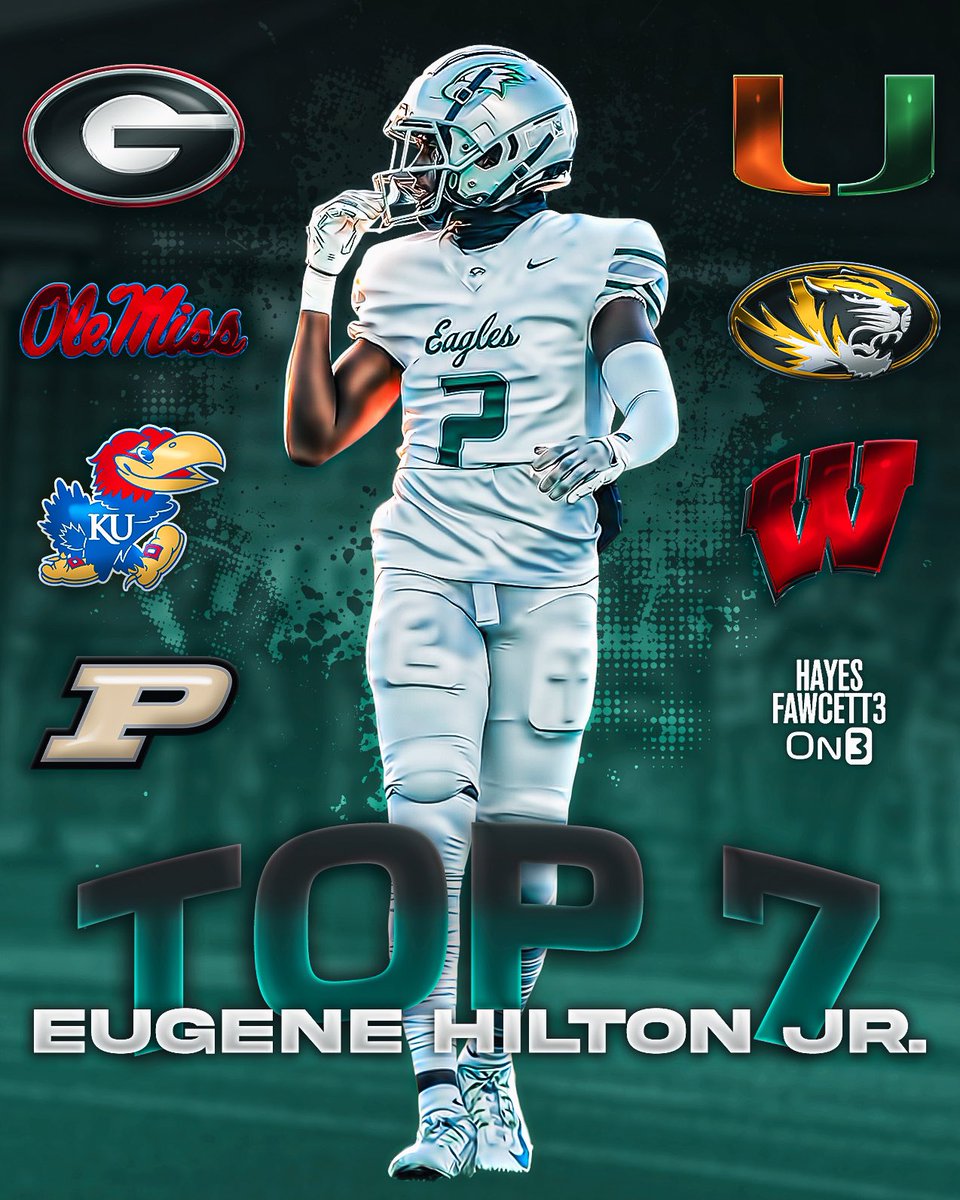 NEWS: Class of 2025 WR Eugene Hilton Jr. is down to 7️⃣ Schools! The 6’2 195 WR from Zionsville, IN is the son of former Indianapolis Colts WR T.Y. Hilton “A commitment is coming soon,” Hilton said. Where Should He Go?👇🏽 on3.com/news/2025-wr-e…