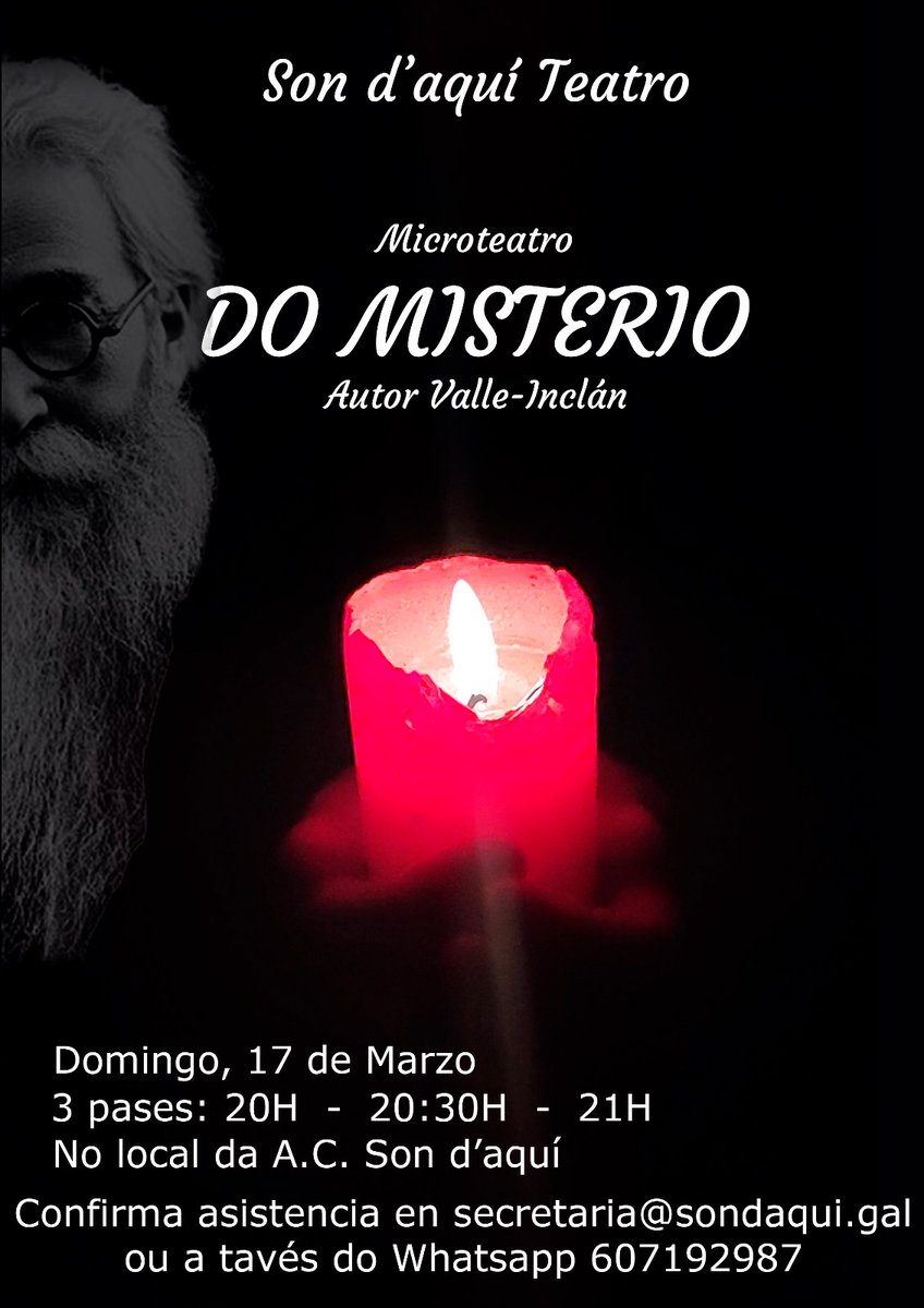 Volve o teatro a Son d'aquí! 
Próximo domingo 17 de marzo no noso local. Previa reserva de entrada. Dirixe <a href="/ManuelaVarela8/">Manuela Varela</a>