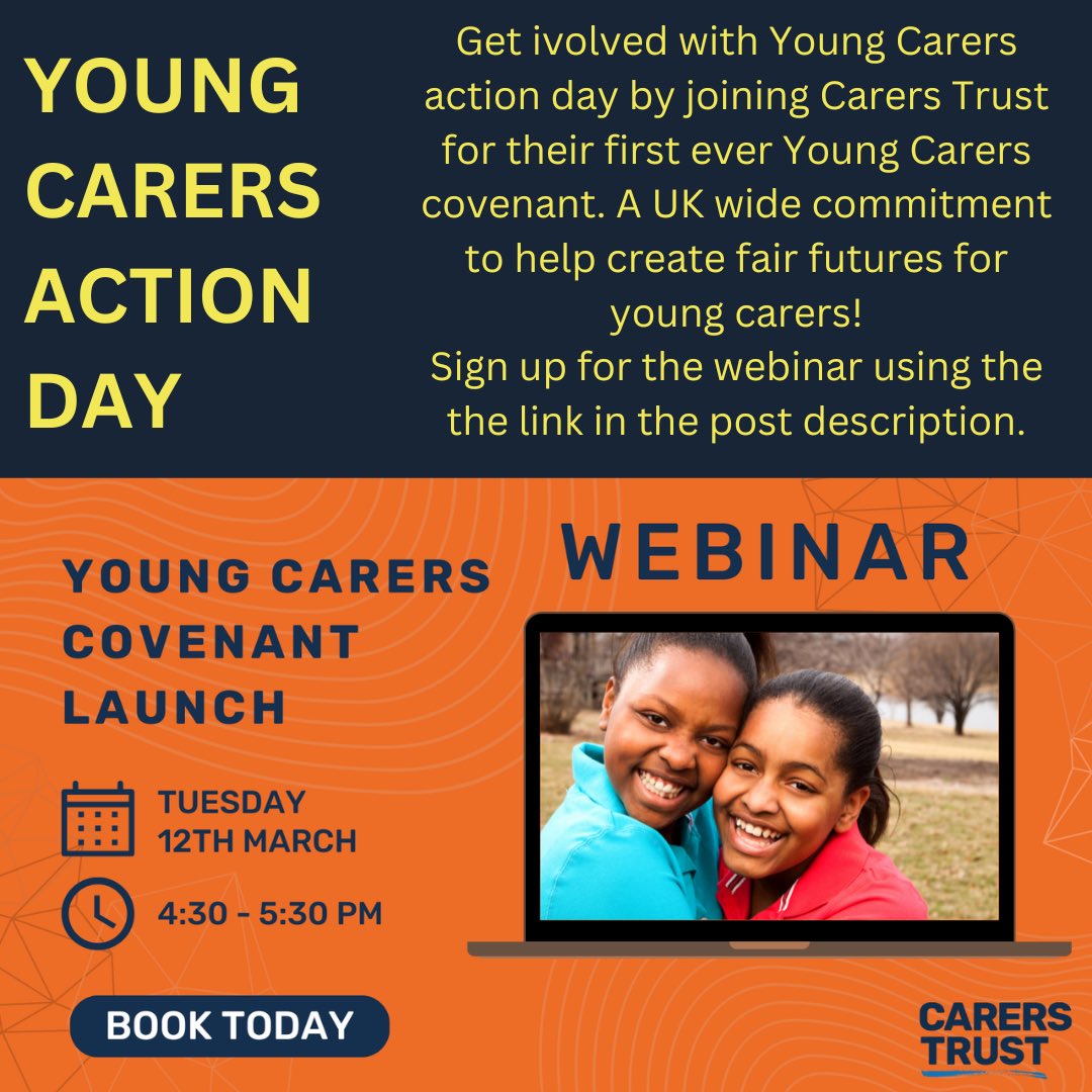 Support Young Carers Action Day on the 13th of March! If you would like to attend the webinar in the 12th, get your free ticket via this link : bit.ly/3SPyCVR #wandsworthcarerscentre #youngcarersactionday