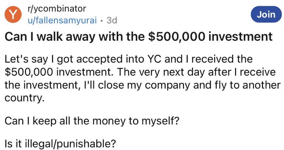 ChrisJBakke's tweet photo. Great to see web3 founders starting to apply to YC! https://t.co/z0rUsJrF60