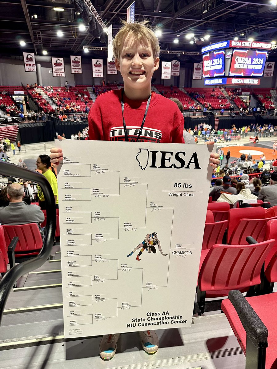 IESA 2A 85lb State Champion ….Congratulations Cooper Clarke!