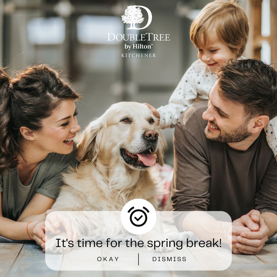 Spring into fun with us! 🌸✨ Don't miss out on the ultimate March Spring Break experience at DoubleTree by Hilton Kitchener. Book now and make memories to last a lifetime! 🌟 #SpringBreakEscape #DoubleTreeAdventures