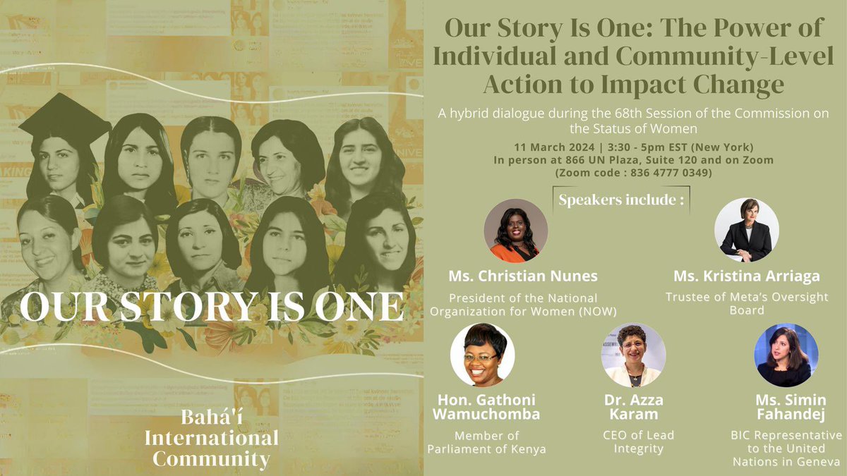 Are you in #NewYork tomorrow? Join us for the first BIC event during the UN Commission on the Status of Women #csw68 with distinguished speakers on the of theme of Our Story Is One: The Power of Individual and Community Level Action to Impact Change. You can also join us on zoom