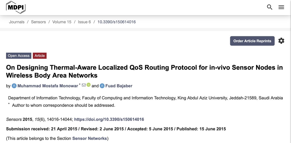 CorinneNokel's tweet photo. On Designing Thermal-Aware Localized QoS Routing Protocol for in-vivo Sensor Nodes in Wireless Body Area Networks
#IntraBodyNanosensorNetworks
#MedicalBodyAreaNetwork
#CellularRouting
#NanoCyberInterface
https://t.co/PIxDu5a5dq https://t.co/Zx2M5BCkxz