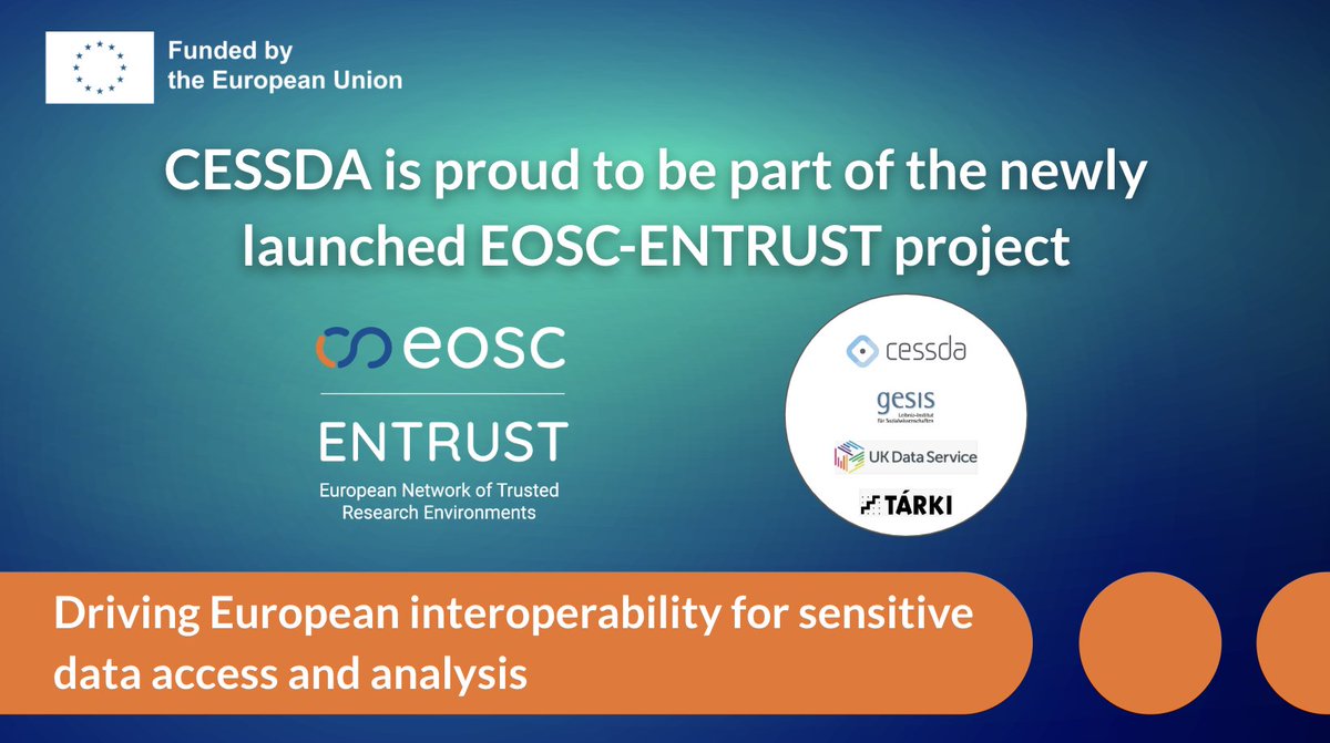 @CESSDA_Data joined the new @EU_Commission @eosc_entrust project! We joined with our Service Providers @UKDataService, @gesis_org and #Tarki on a #SocialScience use case! Read the news: cessda.eu/News/CESSDA-Ne… @ELIXIREurope @bo_wolff @bell_ukds @LibbyBishopPhi
