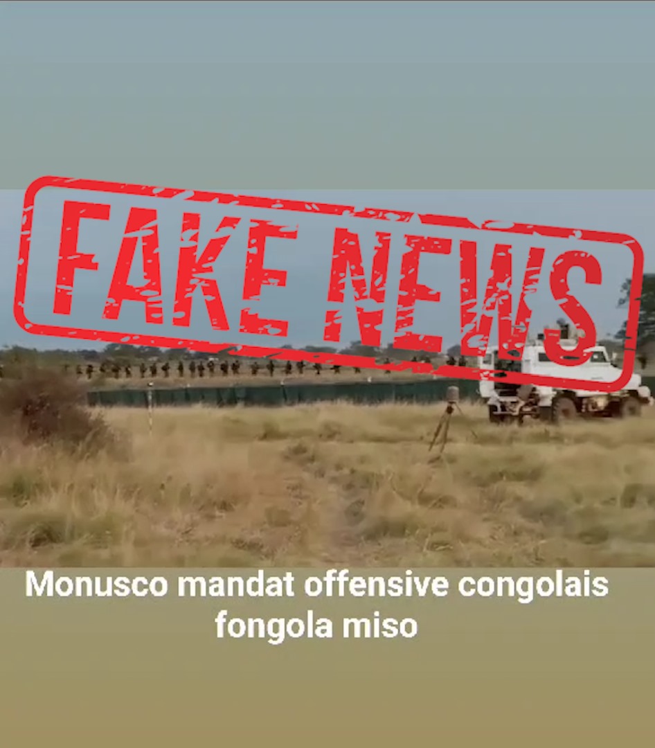 La #MONUSCO dément formellement le narratif véhiculé sur #Rwindi en utilisant cette vidéo (capture d’écran). La MONUSCO demeure engagée à mettre en oeuvre son mandat de protection des civils en appui aux forces de défense et de sécurité congolaises.