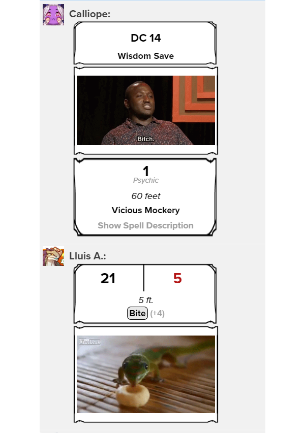 TieflingMelissa's tweet photo. I taught my players how to embed GIFs into their Roll20 character sheets

I sense I might have made a mistake- https://t.co/jHdtG2V6N8