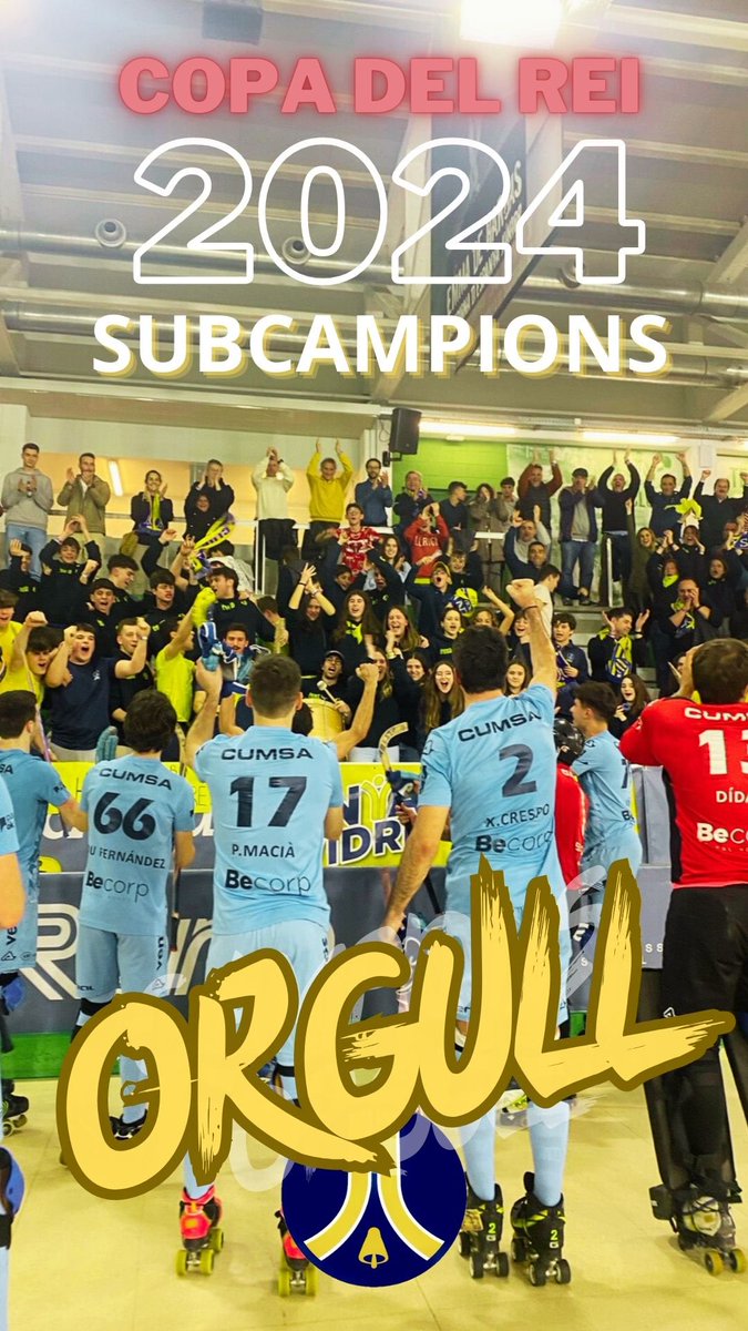 Orgull d’EQUIP, orgull d’AFICIÓ i orgull de CLUB 🙌💙💛 Una primera participació a la #CopadelRei espectacular. Segur que és la primera de moltes més.
Felicitem al <a href="/FCBhoquei/">Barça Hoquei</a> per la victòria i el títol de Copa assolit aquest vespre.
Som-hi SANT JUST ‼️ ARA I SEMPRE 🔶🔷