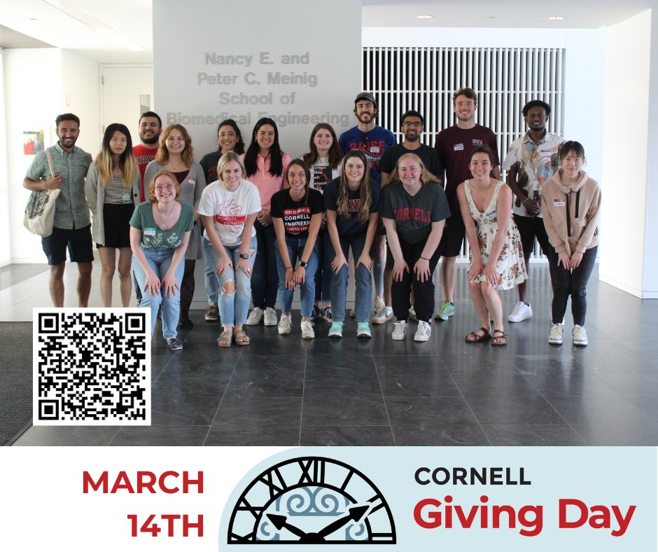 CUbmes's tweet photo. #CornellGivingDay is March 14! Visit our BMES Graduate Student Chapter website to see where your gift is contributing towards! Your support is crucial to the success of #CornellEngineering students, programs, and research that you love. https://t.co/wmdsouticw https://t.co/7vFGqXBaie