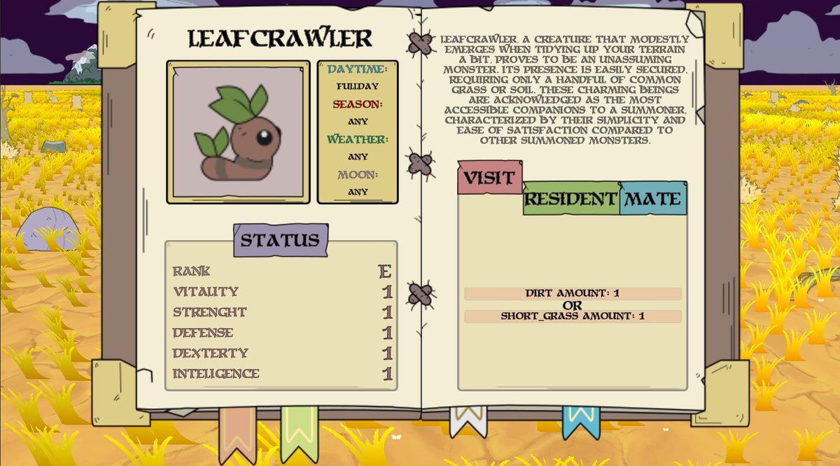 Monster book base done, with all need infos to bring a monster for your garden, now working on resident and mate tabs.
#monstertamer #beatemup #indiedev #unity3d #inkscape