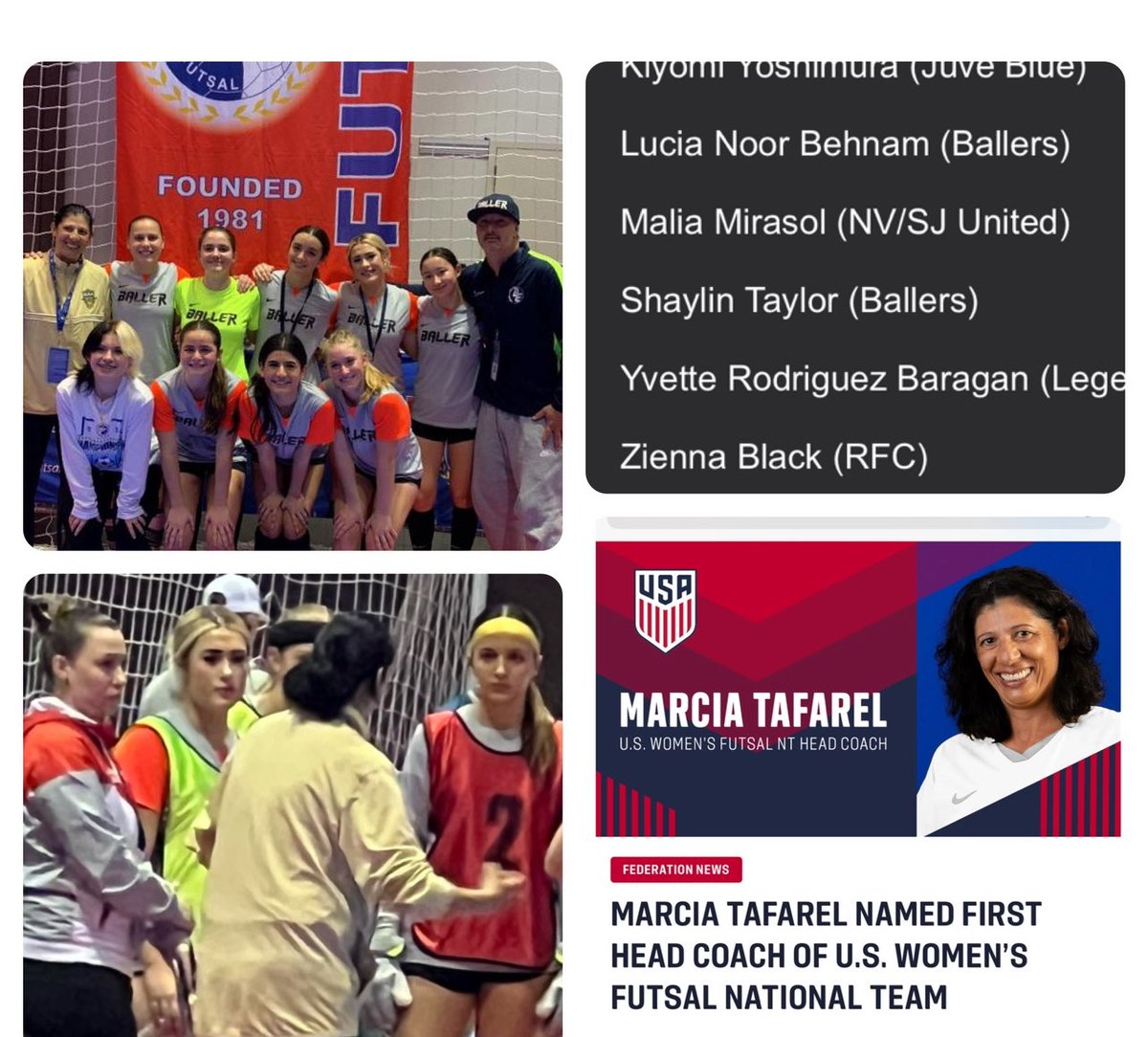 I am very greatful to be picked for the All Star game at the U.S. FUTSAL NORTHWEST REGIONAL CHAMPIONSHIP, in California this weekend. It was a honor to be coached by the USA women’s national team coach <a href="/MarciaTafarel/">Marcia Tafarel</a> and I was  able to contribute a goal in our team’s victory.