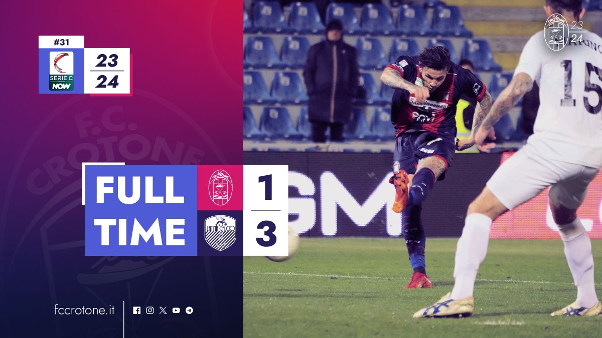 🏁⚽️ Finale allo 🏟 Scida #CrotoneLatina 1️⃣-3️⃣ 🔴🔵🦈