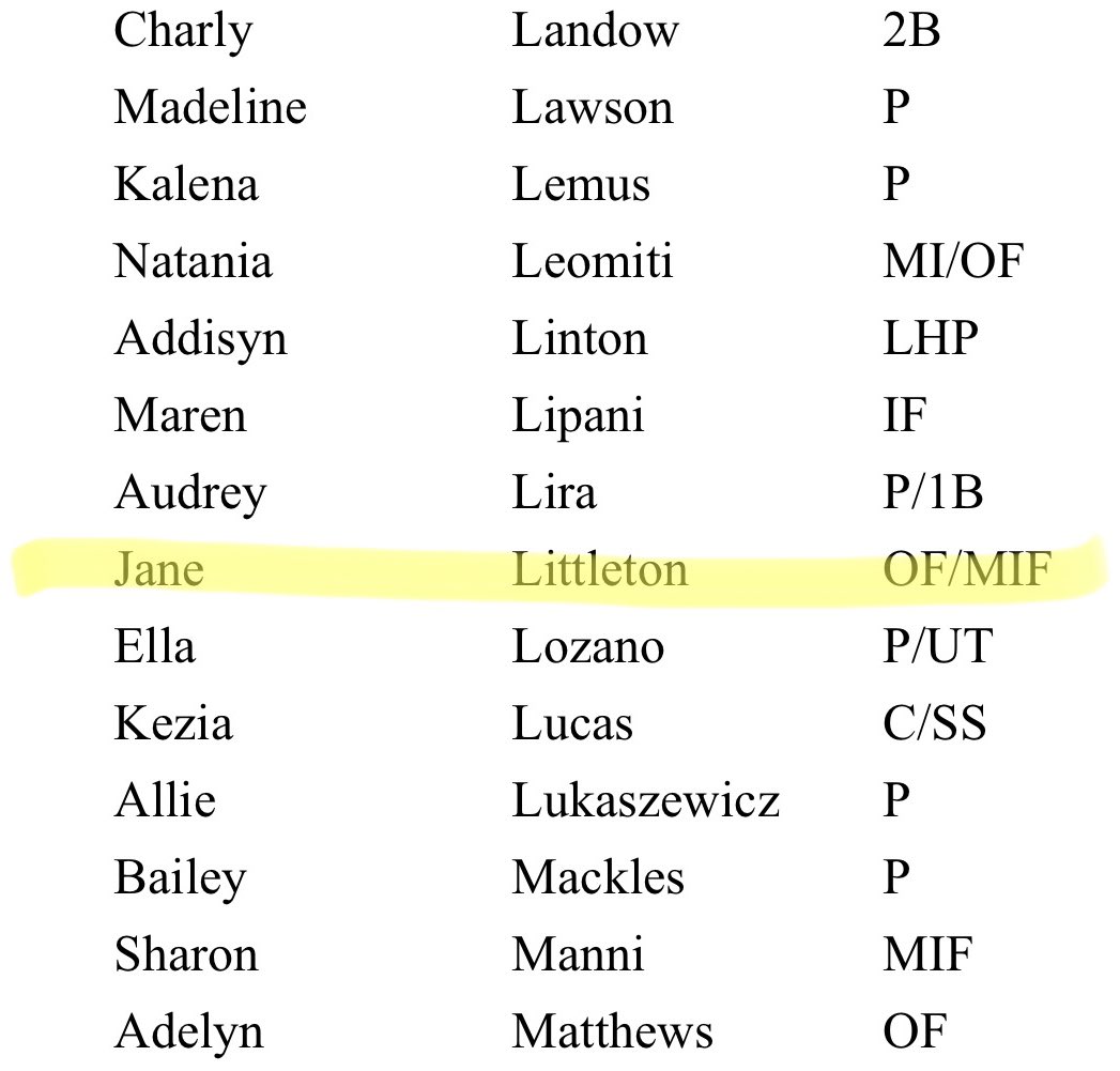 Jane Littleton 2025 (@janelittleton25) on Twitter photo Thank you <a href="/PGFnetwork/">PGF</a> for listing me on the All American Watchlist! Honored to be recognized alongside so many talented student-athletes! 💪🌟
<a href="/StarsNat18U/">Stars National Coleman 18U</a> <a href="/YaleSoftball/">Yale Softball</a> Thank you <a href="/PGFnetwork/">PGF</a> for listing me on the All American Watchlist! Honored to be recognized alongside so many talented student-athletes! 💪🌟
<a href="/StarsNat18U/">Stars National Coleman 18U</a> <a href="/YaleSoftball/">Yale Softball</a>