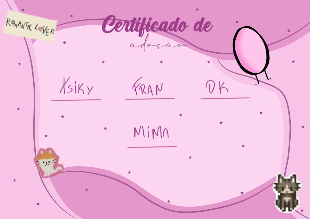 OSMP__'s tweet image. 🎀 | em compensação aos problemas técnicos que tivemos com o aternos, iremos liberar o certificado de adoção!! Lembrando que o evento não vai ser agora, mais a adm decidiu liberar em forma de um pedido de desculpas e também pra vocês começarem a se organizar

???
Qualquer pronome