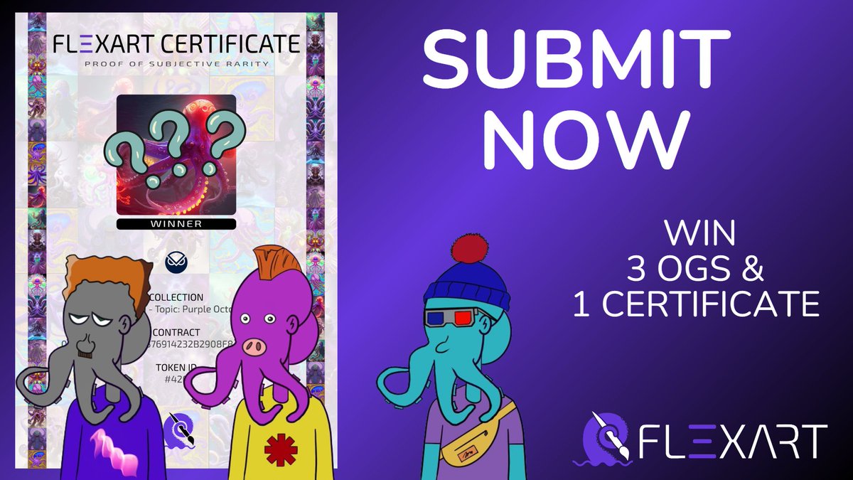 flexart7's tweet photo. ๐The spotlight is on for the next #Flexart showdown, featuring the @OctoPeepsNFTs! ๐
โถ๏ธStart submission on https://t.co/I6GDGZ7Qak
๐ Don't own one? ๐Explore collection:
https://t.co/6GBDC64cOB
Step into a realm of aesthetics as we unravel the boundless #OctoPeepsOG holders. Each NFT, a unique piece, contributes a burst of individuality to this extraordinary collection.
๐ Get ready to ignite the competition by submitting your #NFTs. Let's unveil the hidden gems and find out whose piece steals the spotlight!
Why should you be part of this creative clash? Because it's not just a contest; it's a celebration of unique visions, a convergence of diverse talents, and an immersion into the coolest corner of the NFT universe.
Join us! #FlexartContest #NFTArt #PoSR #AestheticsUnleashed ๐จโจ