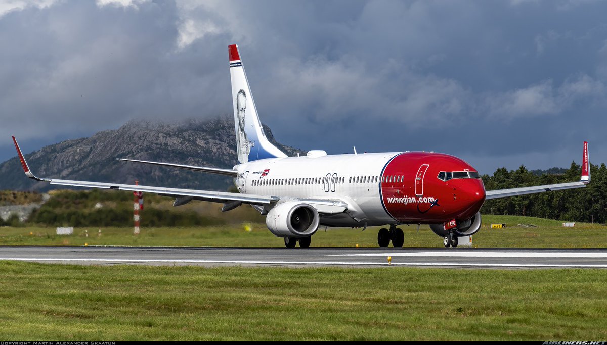 A Norwegian Air Shuttle B737-800 seen here in this photo at Bergen Airport in August 2021 #avgeeks 📷- Martin Alexander