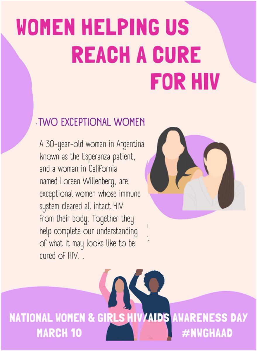 A woman in Argentina known as the Esperanza patient, and a woman named Loreen Willenberg, are exceptional women whose immune system cleared all intact HIV from their body. Together they help our understanding of what it may looks like to be cured of HIV. #hivcure #NWGHAAD