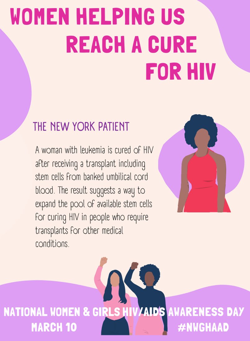 A woman with leukemia is cured of #HIV after receiving a transplant including stem cells from banked umbilical cord blood, suggesting a way to expand the pool of available stem cells for curing HIV in people who require transplants for other medical conditions. #hivcure #NWGHAAD