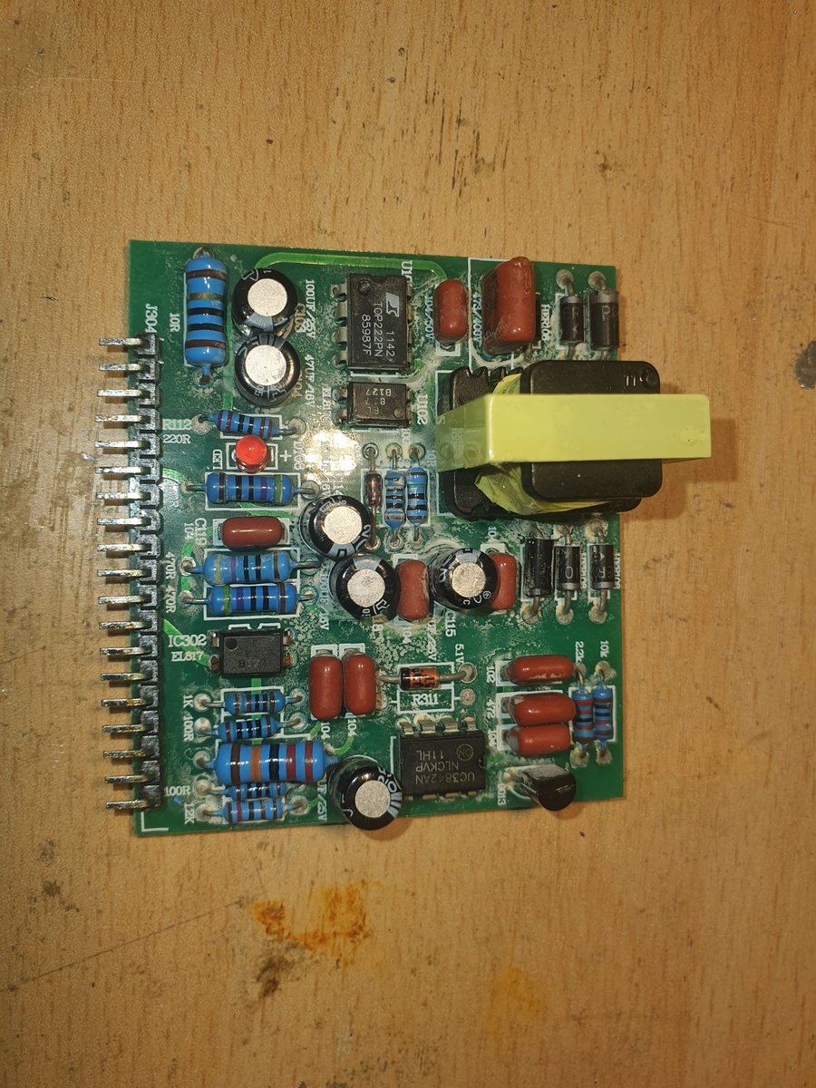 An SMPS repair. This is from a Laser and it water damaged, two open resistors, a blown MOSFET and a blown SCR (for which there does not appear to be a datasheet!)