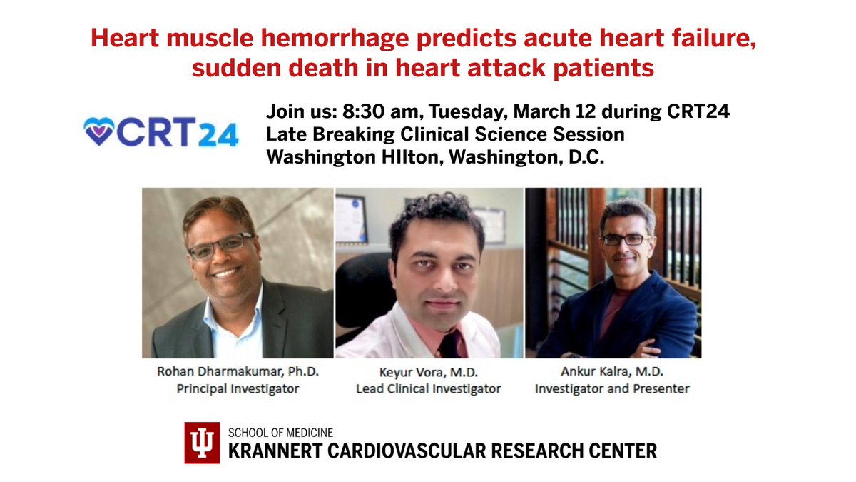 Krannert Cardiovascular Research Center (@iukrannertheart) on Twitter photo Join the <a href="/CRT_meeting/">CRT Meeting</a> late breaking clinical science session by #IUKrannertHeart investigators after 8:30 am, Tuesday, March 12, in Washington, DC, to learn about a biomarker that predicts #heartfailure, #suddendeath #CardioTwitter Join the <a href="/CRT_meeting/">CRT Meeting</a> late breaking clinical science session by #IUKrannertHeart investigators after 8:30 am, Tuesday, March 12, in Washington, DC, to learn about a biomarker that predicts #heartfailure, #suddendeath #CardioTwitter