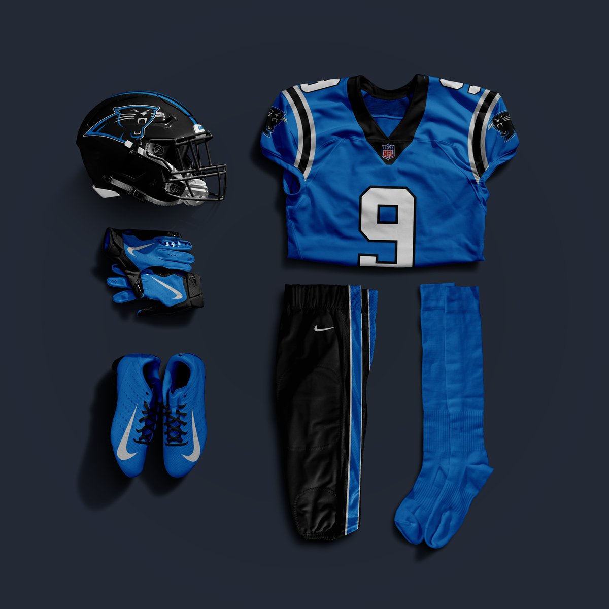 Carolina Panthers combination uniform concept! - 1990s x 2020s black x 2020s Blue