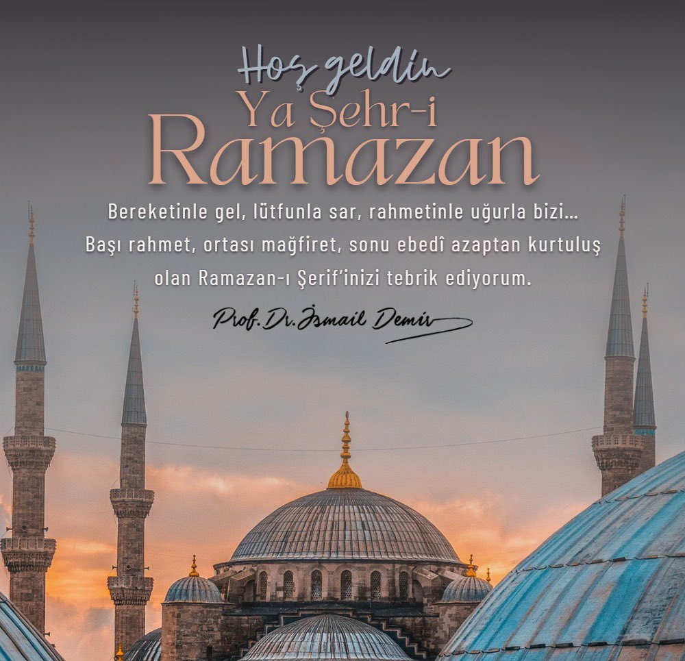 Bereketinle gel, lütfunla sar, rahmetinle uğurla bizi… Başı rahmet, ortası mağfiret, sonu ebedî azaptan kurtuluş olan Ramazan-ı Şerif’inizi tebrik ediyorum. #Ramazan