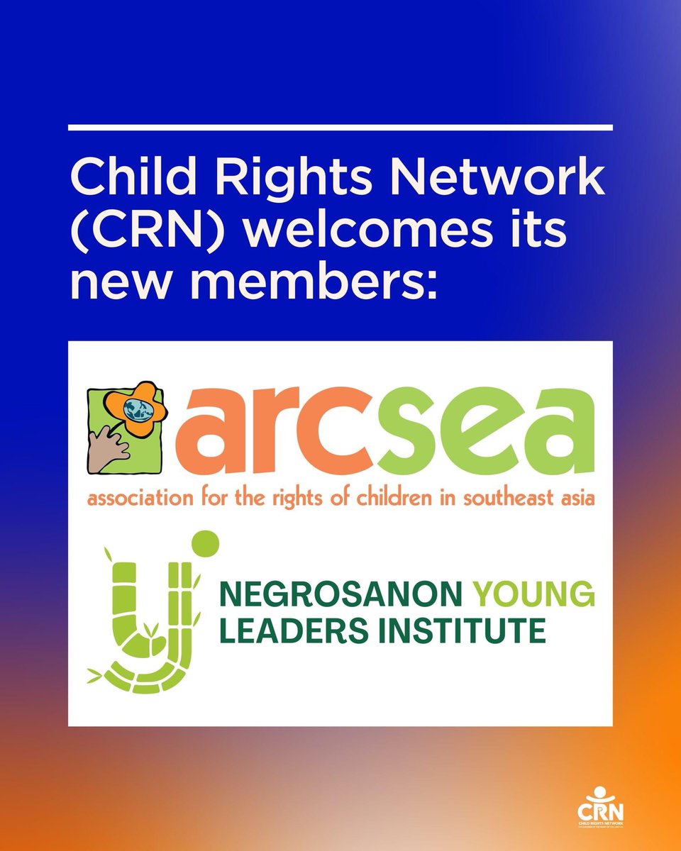 CRNPhilippines's tweet photo. Child Rights Network welcomes its new members, @ARCSEA_Advocate and @nyliinc_ph. 

Child Rights Network has 62 member organizations and agencies nationwide.

#BataSaPusoNgBatas https://t.co/Tj358oNLe4