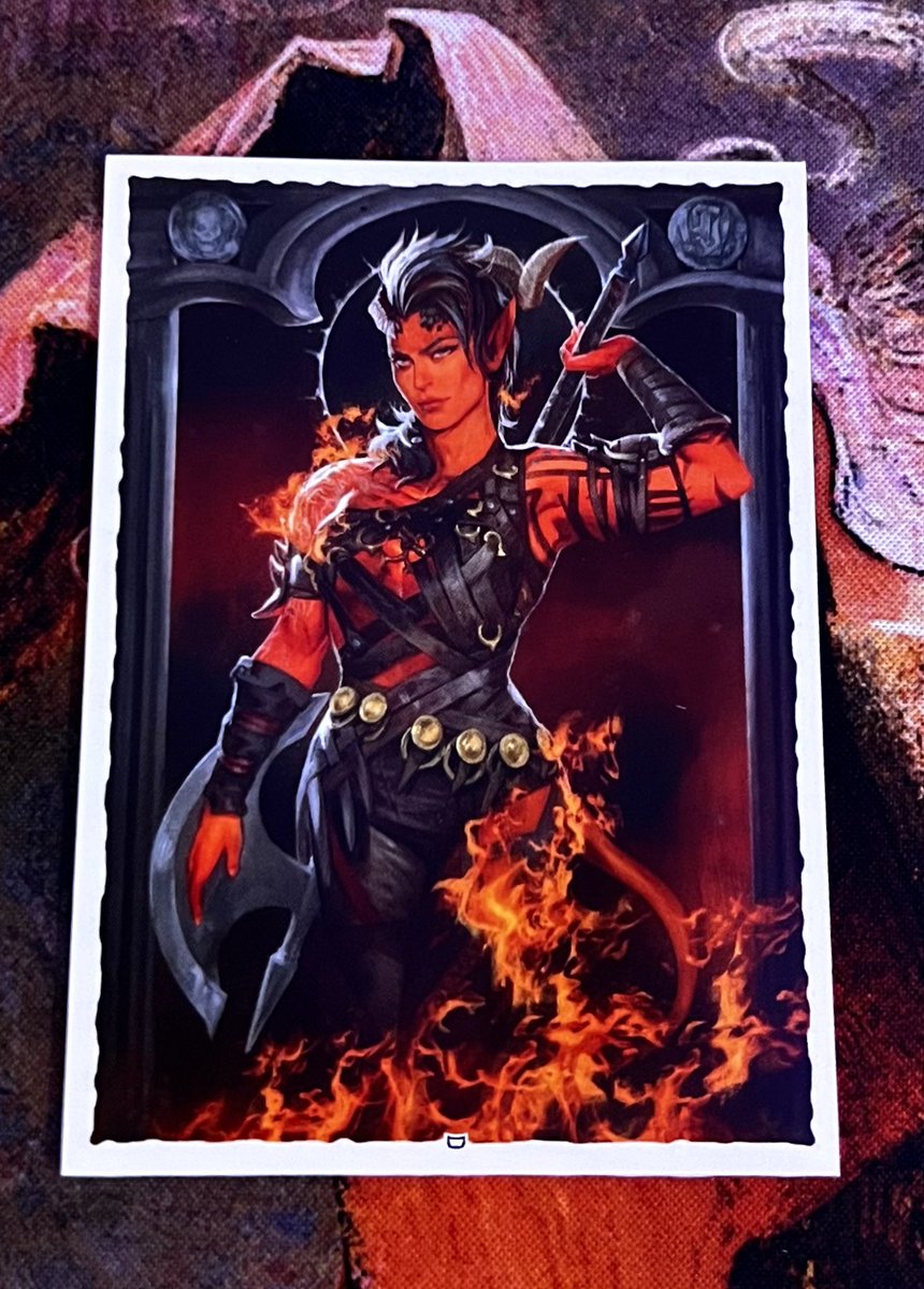 My custom sleeves for my Karlach deck arrived and honestly I don't think  anything else could have suited it better! Time to make my Halsin deck next   #mtg #BG3