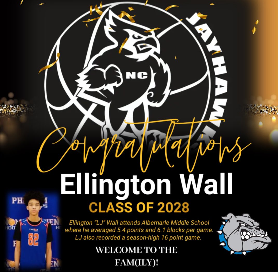 6’3 G Ellington Wall
Albemarle Middle School | GPA … 

Welcome to the Fam(ily)!