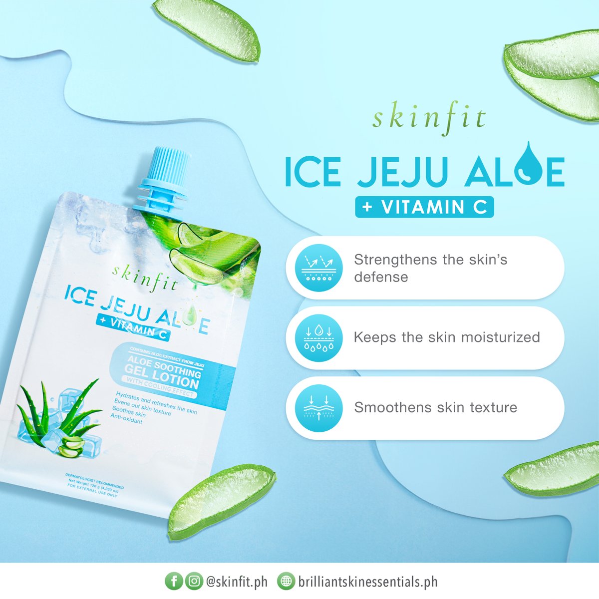 Skinfit Ice Jeju Aloe + Vitamin C not only provides deep hydration, but it also works tirelessly to smooth and refine skin texture, leaving you with a radiant complexion you'll love. 💚

#SkinFitPH 
#BrilliantSkinEssentials